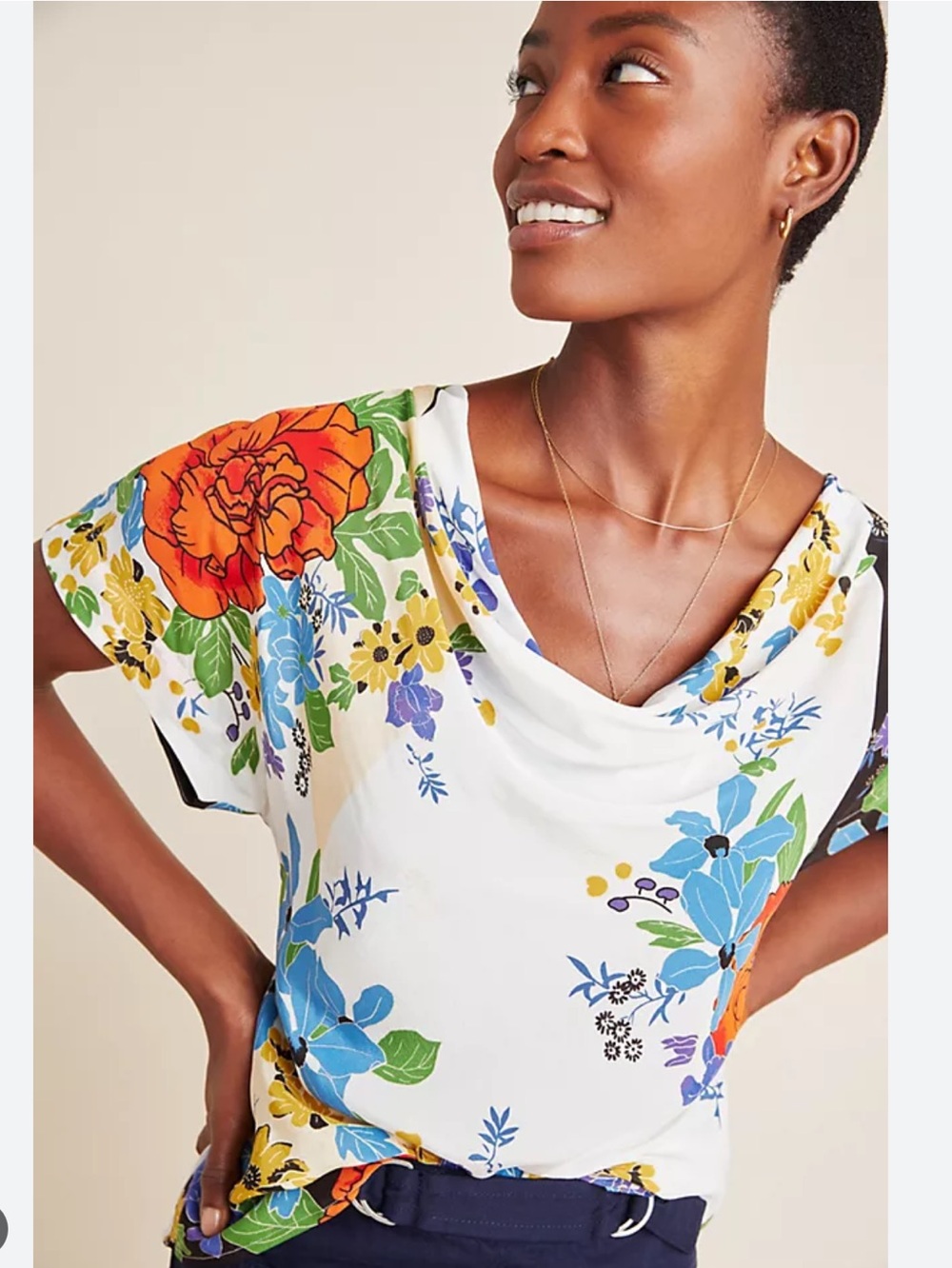 Anthropologie Maeve Clover Silk Blouse Size XL